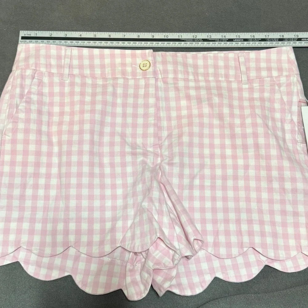 Crown & Ivy Shorts Shelby Scalloped Gingham 14 Pink - Picture 7 of 8